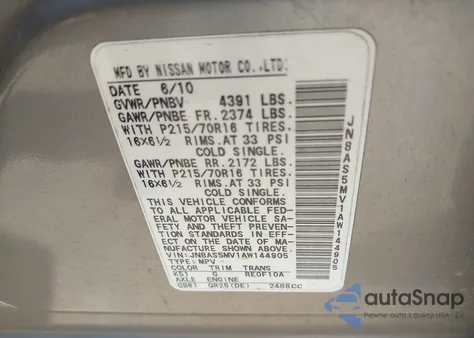 2010 Nissan Rogue S z USA, uszkodzony, nr VIN JN8AS5MV1AW144905